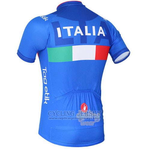 2016 Cycling Jersey Italy White and Blue Short Sleeve and Bib Short